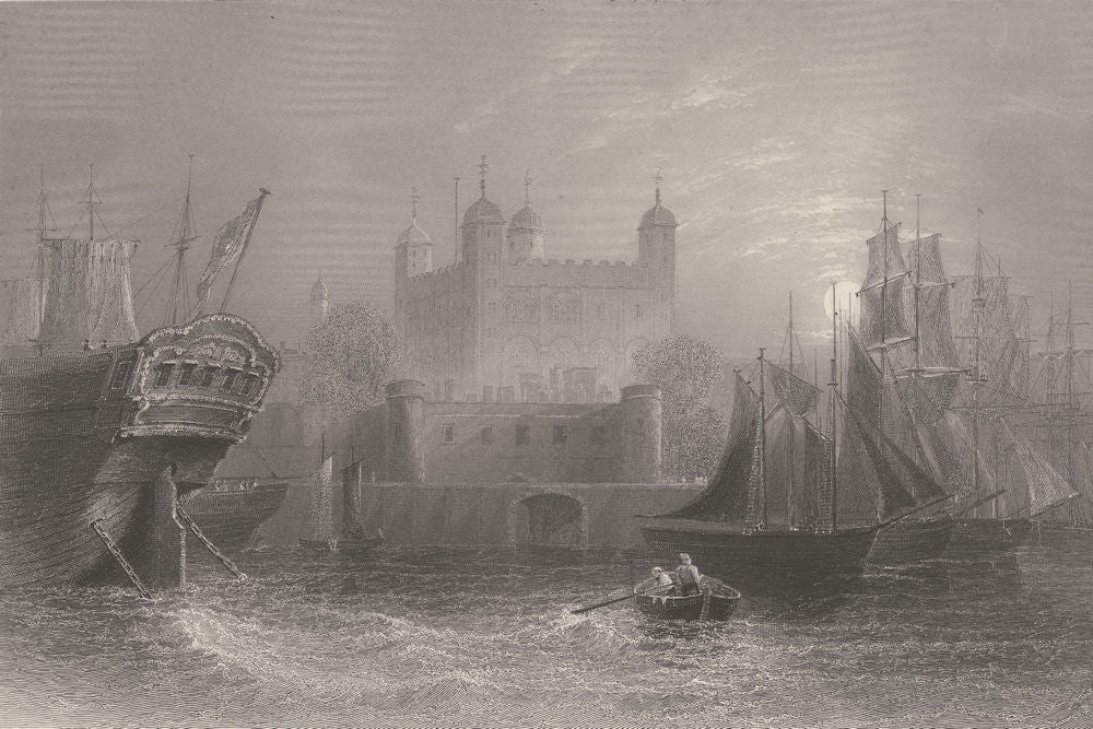 The Tower of London. Traitors' Gate. BARTLETT 1842 old antique print picture